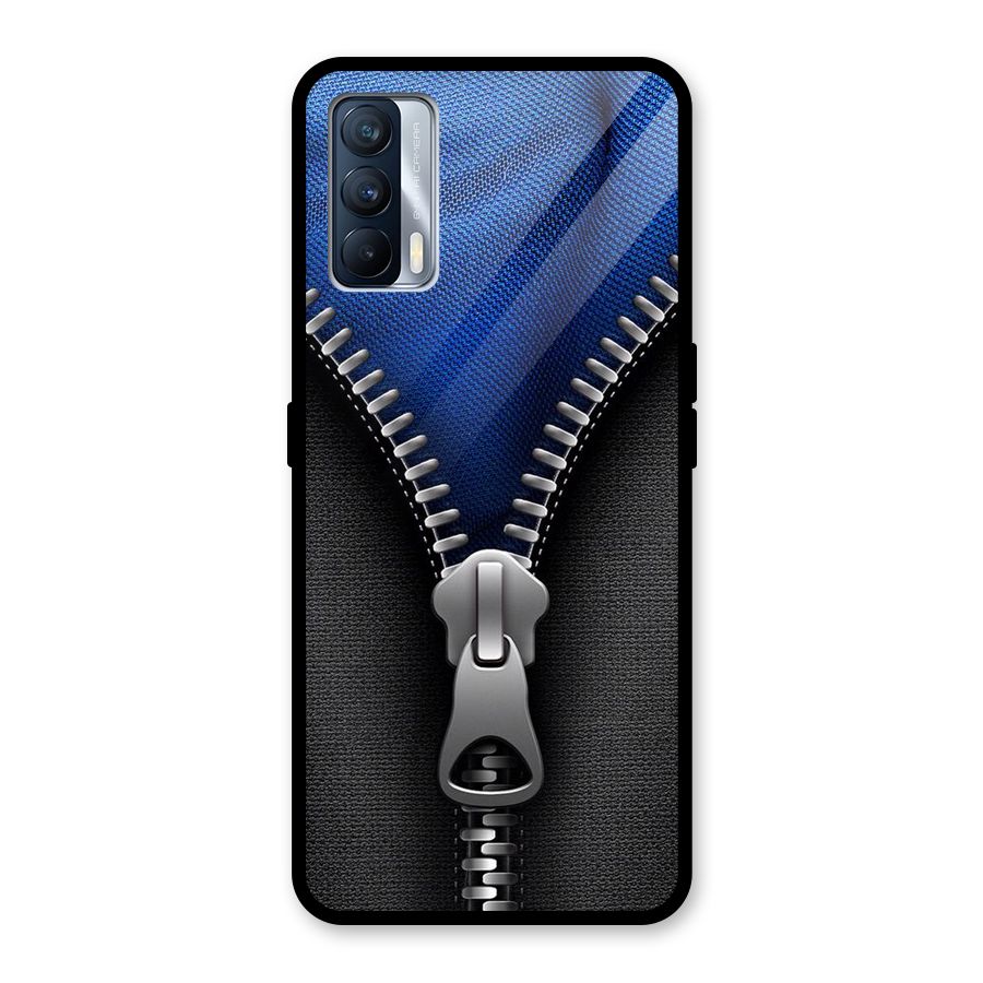 Blue Zipper Glass Back Case for Realme X7