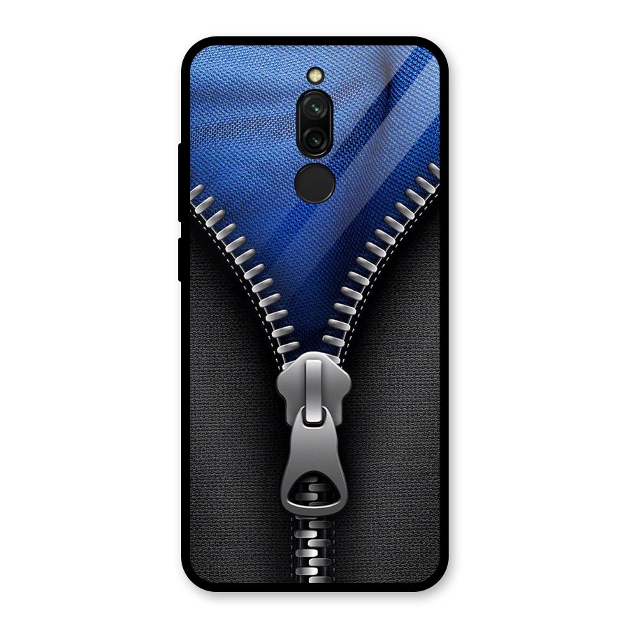 Blue Zipper Glass Back Case for Redmi 8