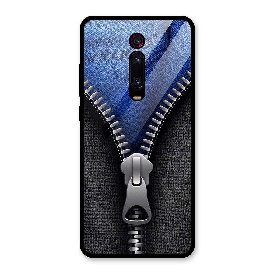 Blue Zipper Glass Back Case for Redmi K20 Pro