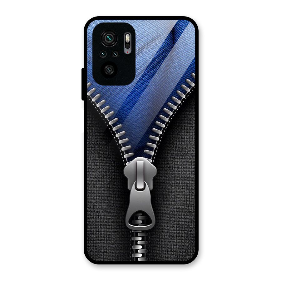 Blue Zipper Glass Back Case for Redmi Note 10S