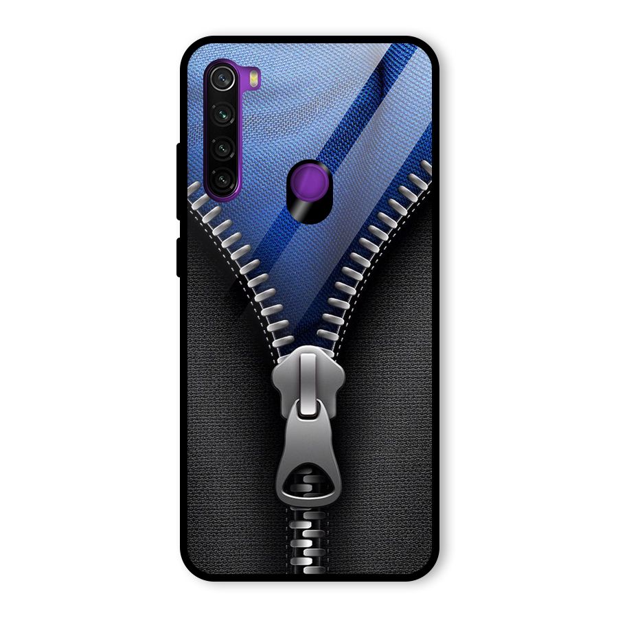 Blue Zipper Glass Back Case for Redmi Note 8