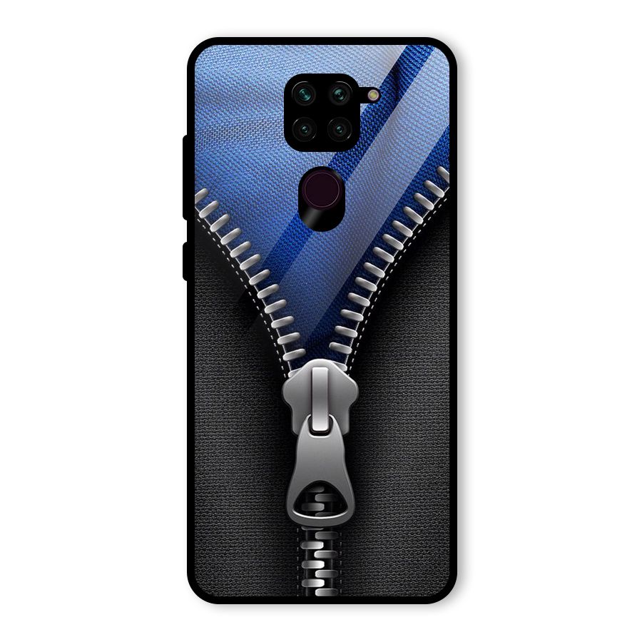 Blue Zipper Glass Back Case for Redmi Note 9