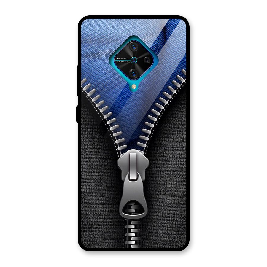 Blue Zipper Glass Back Case for Vivo S1 Pro