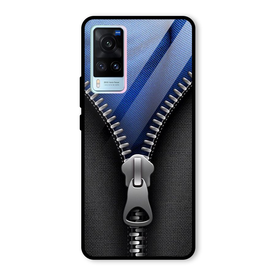 Blue Zipper Glass Back Case for Vivo X60
