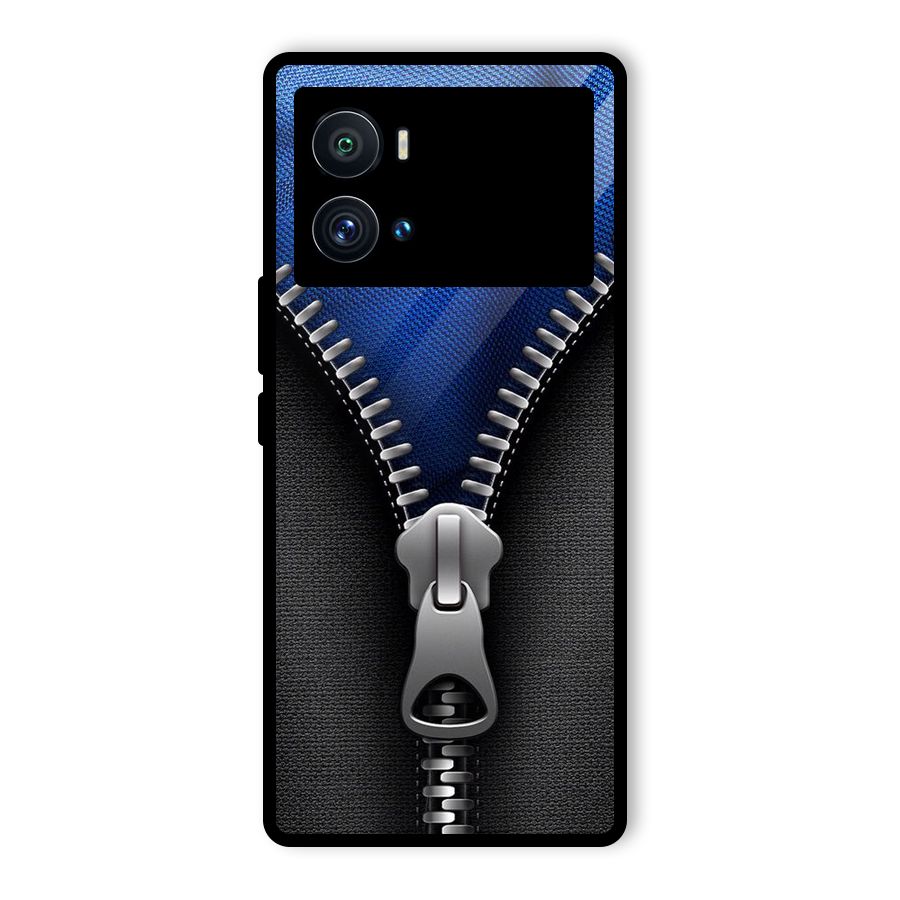 Blue Zipper Glass Back Case for Vivo iQOO 9 Pro