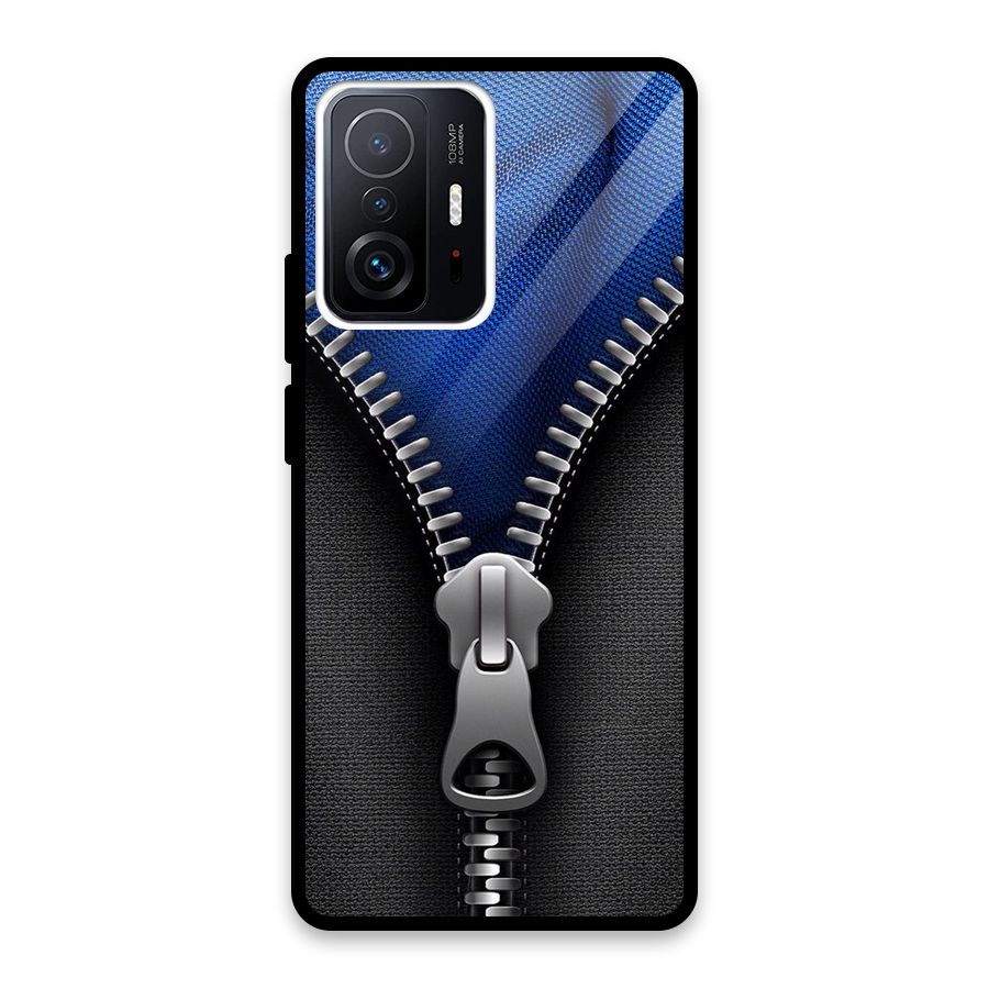 Blue Zipper Glass Back Case for Xiaomi 11T Pro
