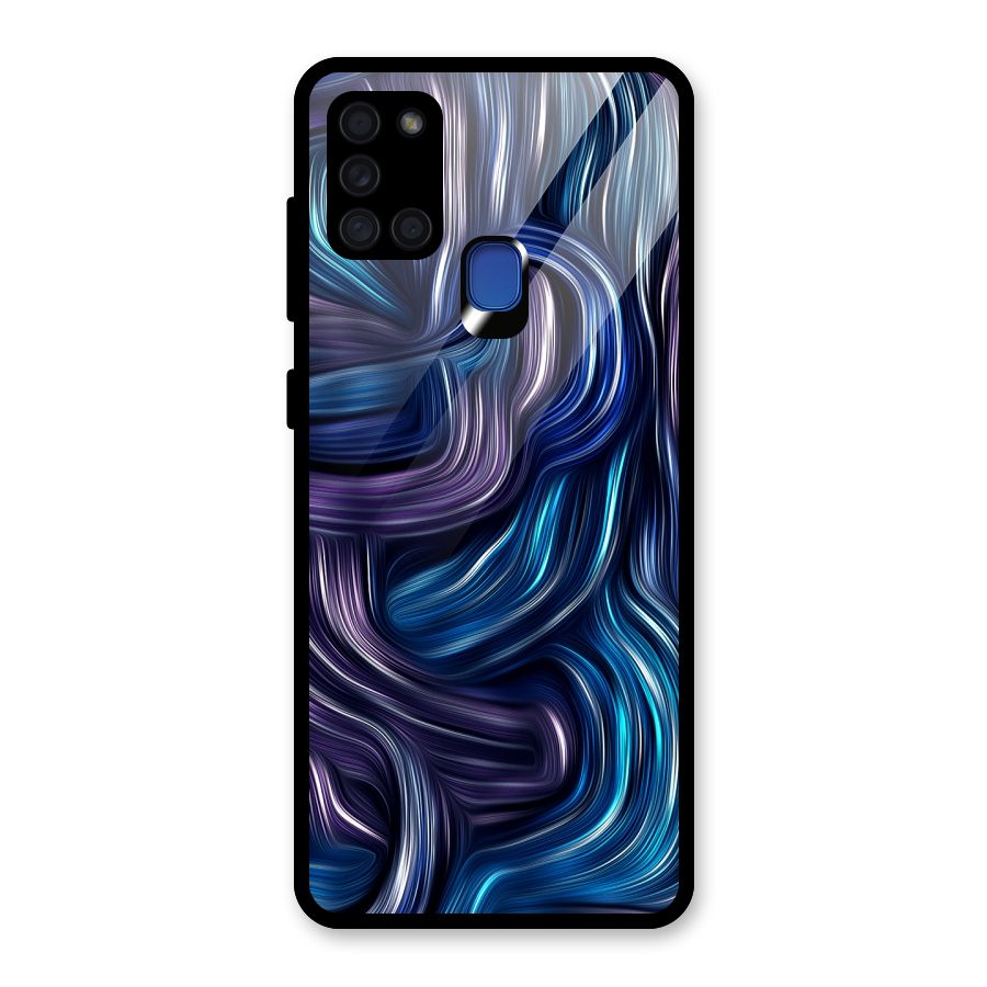 Blue and Purple Oil Paint Glass Back Case for Galaxy A21s