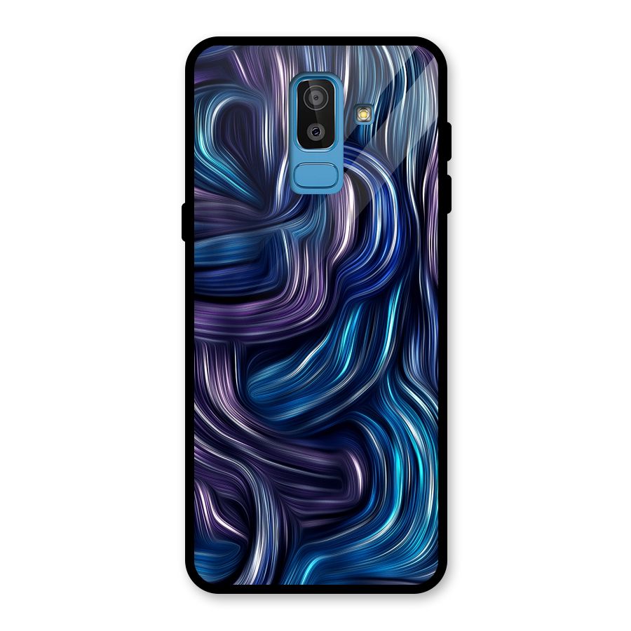 Blue and Purple Oil Paint Glass Back Case for Galaxy J8