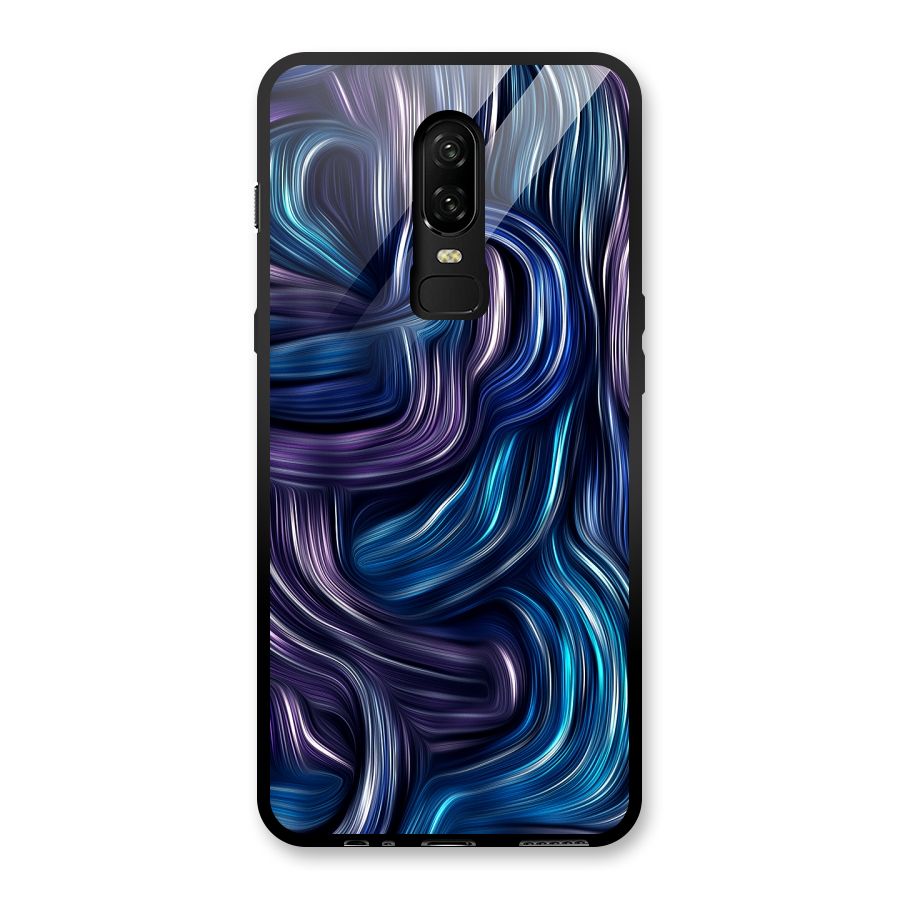 Blue and Purple Oil Paint Glass Back Case for OnePlus 6
