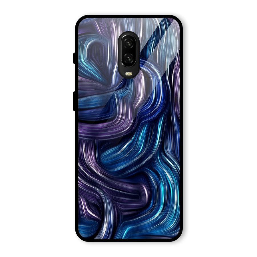 Blue and Purple Oil Paint Glass Back Case for OnePlus 6T