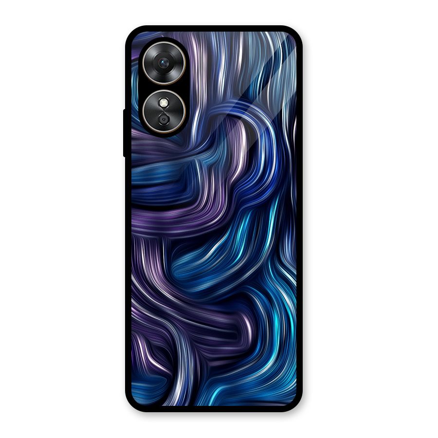 Blue and Purple Oil Paint Glass Back Case for Oppo A17