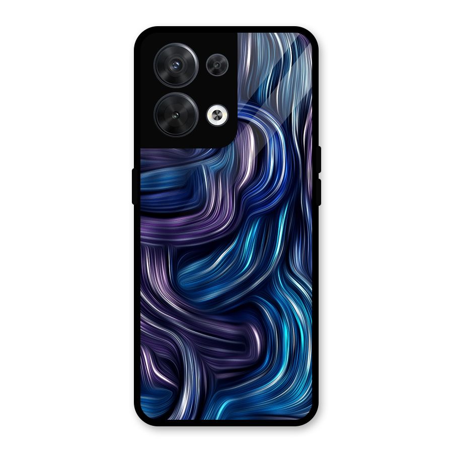 Blue and Purple Oil Paint Glass Back Case for Oppo Reno8 5G