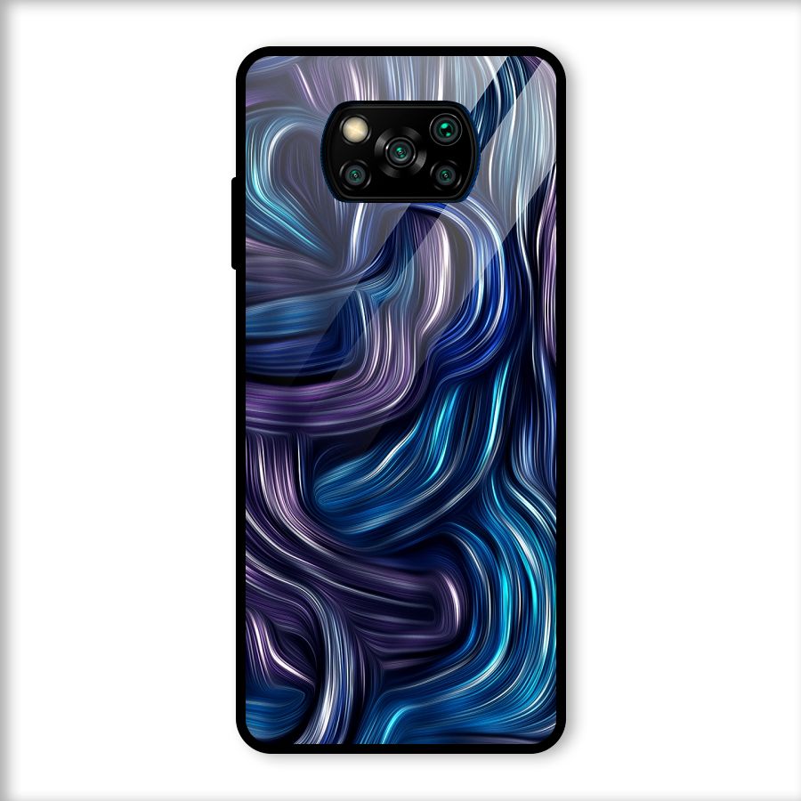 Blue and Purple Oil Paint Glass Back Case for Poco X3