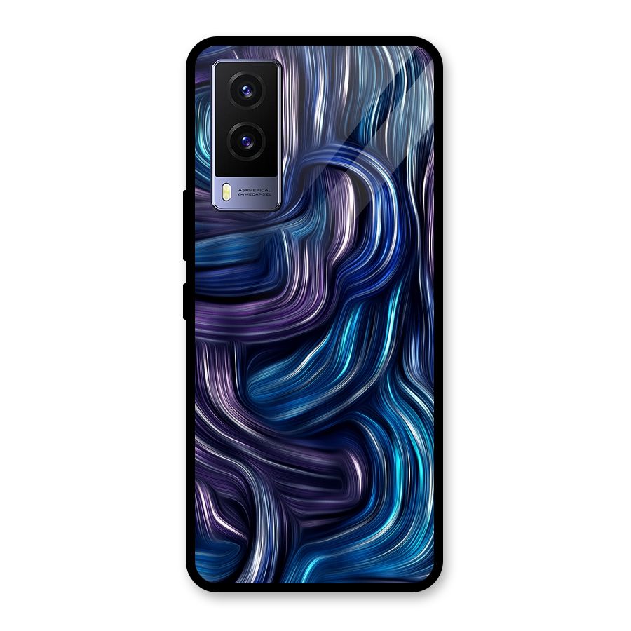 Blue and Purple Oil Paint Glass Back Case for Vivo V21e 5G
