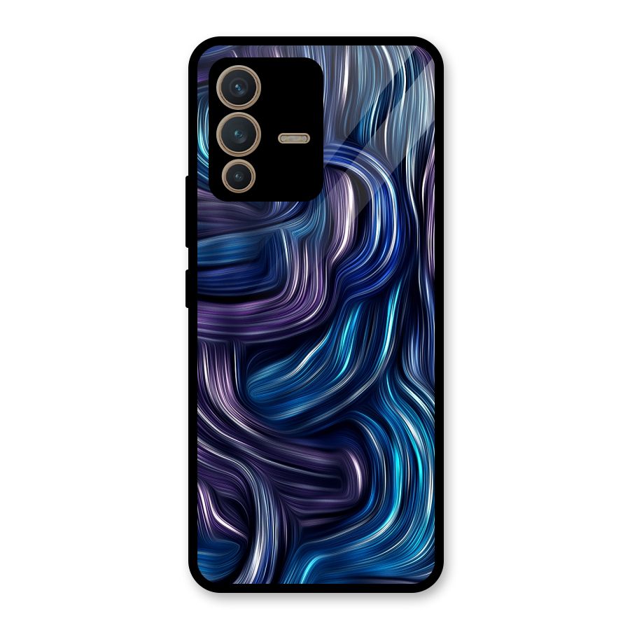 Blue and Purple Oil Paint Glass Back Case for Vivo V23 5G