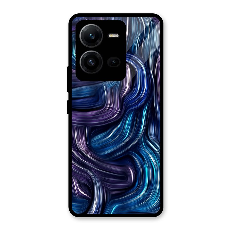 Blue and Purple Oil Paint Glass Back Case for Vivo V25
