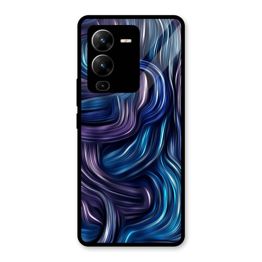 Blue and Purple Oil Paint Glass Back Case for Vivo V25 Pro