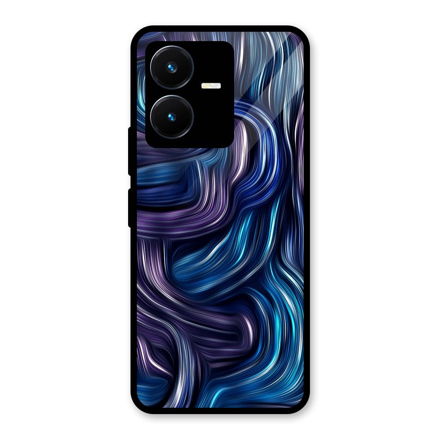Blue and Purple Oil Paint Glass Back Case for Vivo Y22