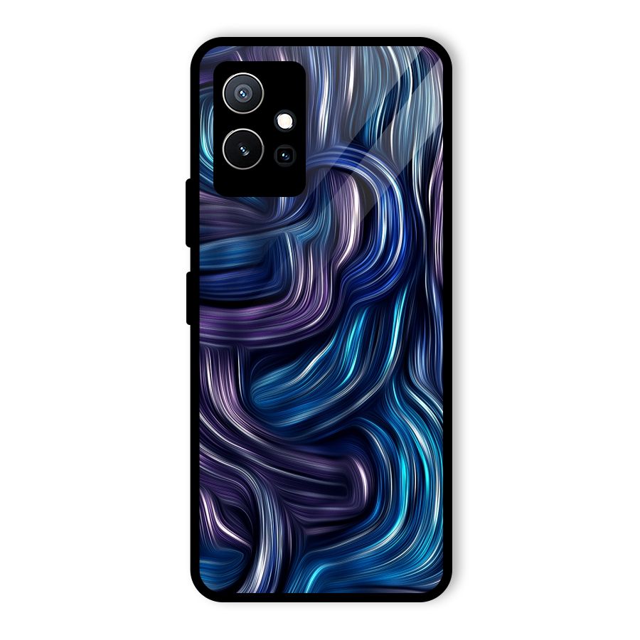 Blue and Purple Oil Paint Glass Back Case for Vivo Y75 5G