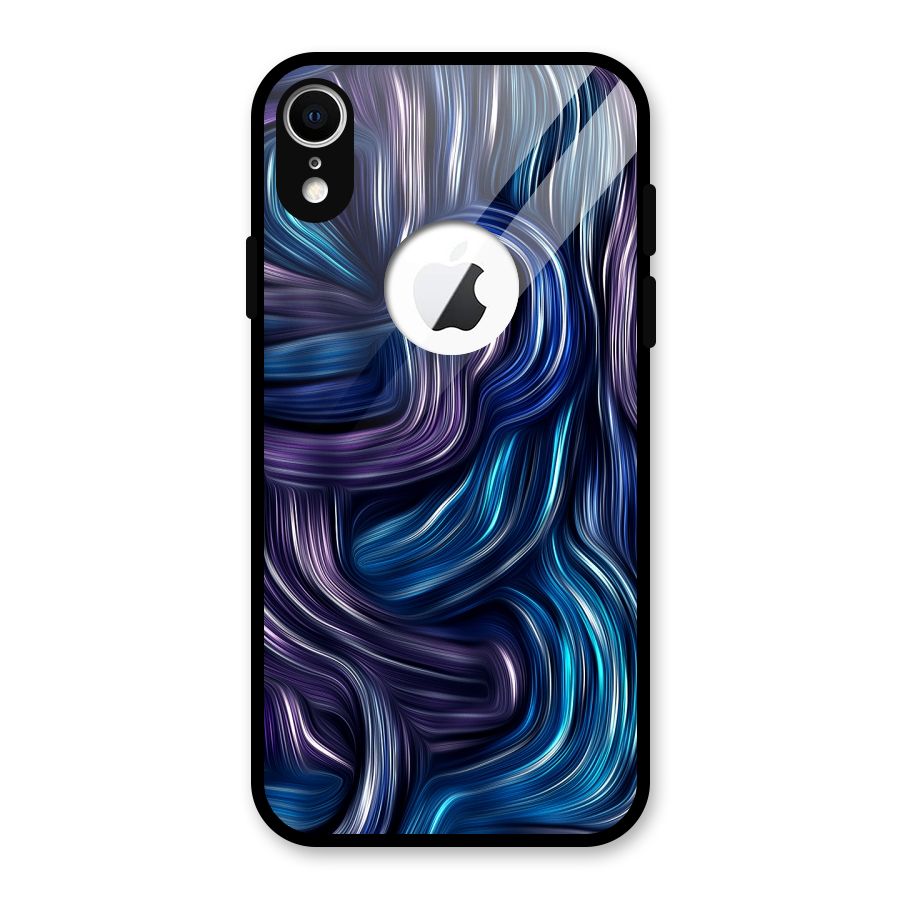 Blue and Purple Oil Paint Glass Back Case for iPhone XR Logo Cut