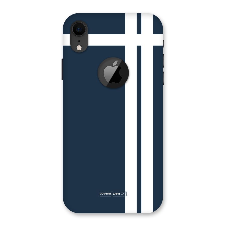 Blue and White Back Case for iPhone XR Logo Cut