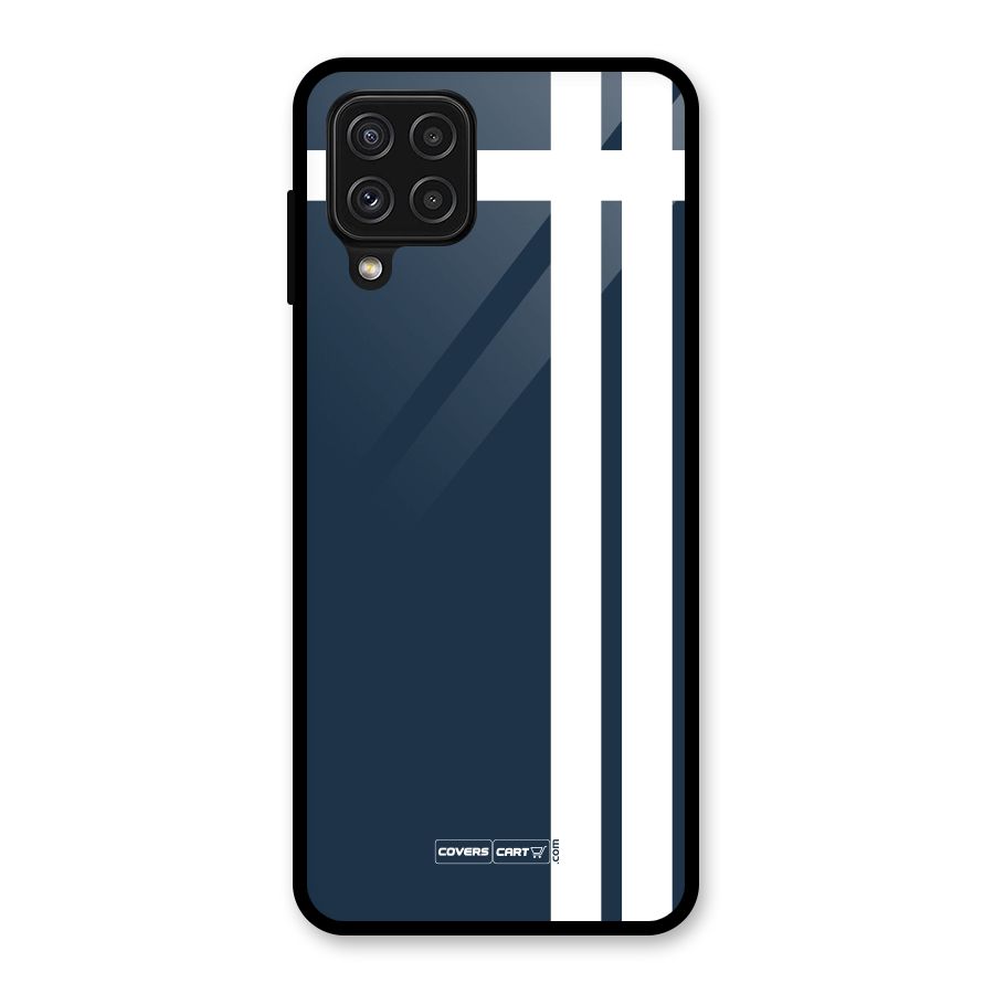 Blue and White Glass Back Case for Galaxy A22 4G