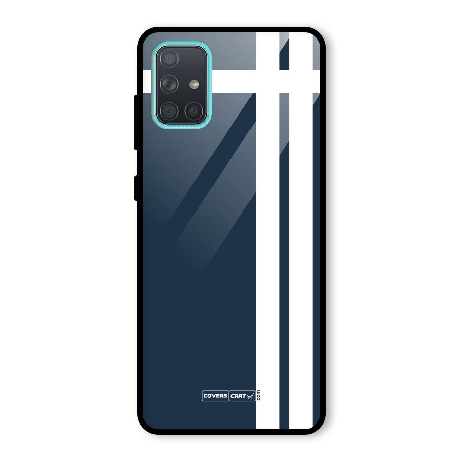 Blue and White Glass Back Case for Galaxy A71