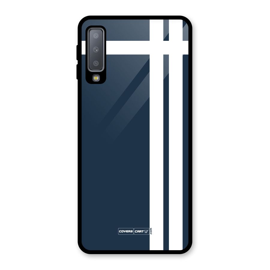 Blue and White Glass Back Case for Galaxy A7 (2018)