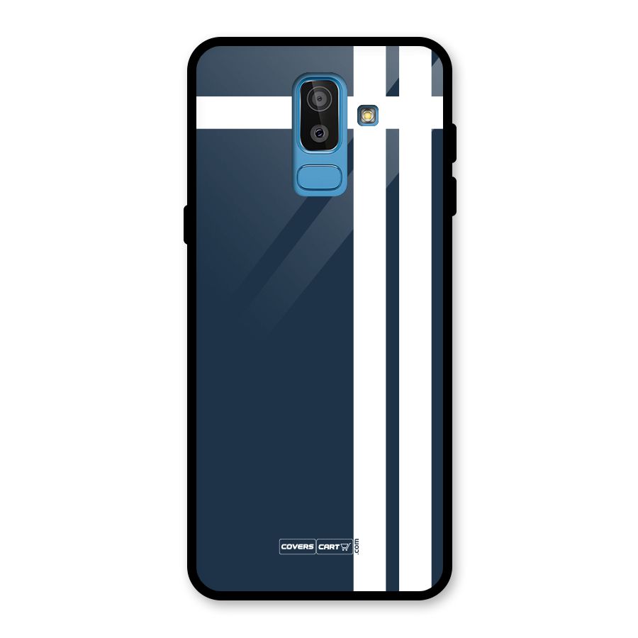 Blue and White Glass Back Case for Galaxy J8