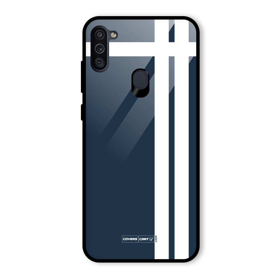 Blue and White Glass Back Case for Galaxy M11