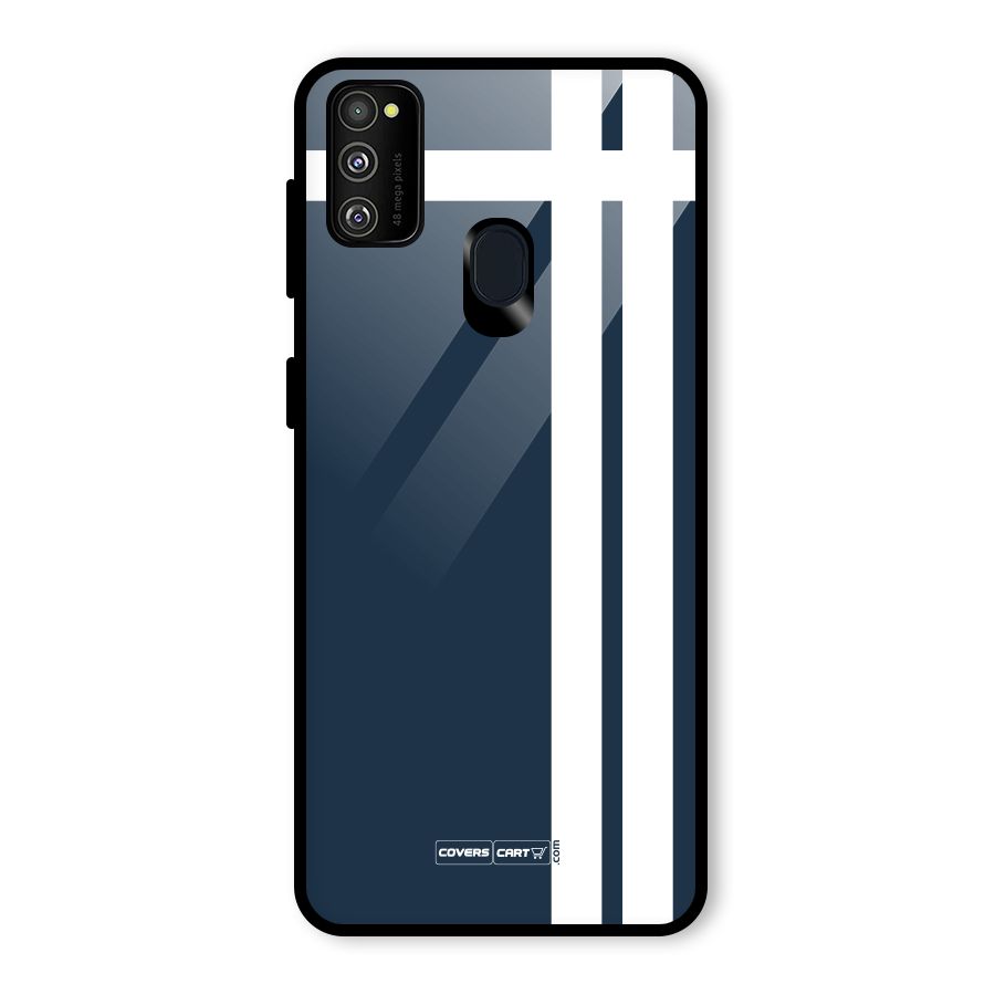 Blue and White Glass Back Case for Galaxy M30s