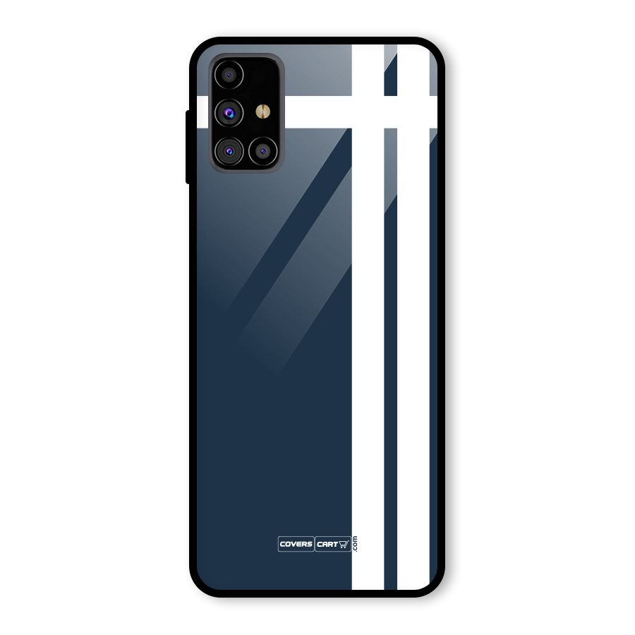 Blue and White Glass Back Case for Galaxy M31s
