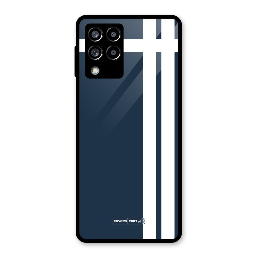 Blue and White Glass Back Case for Galaxy M53 5G
