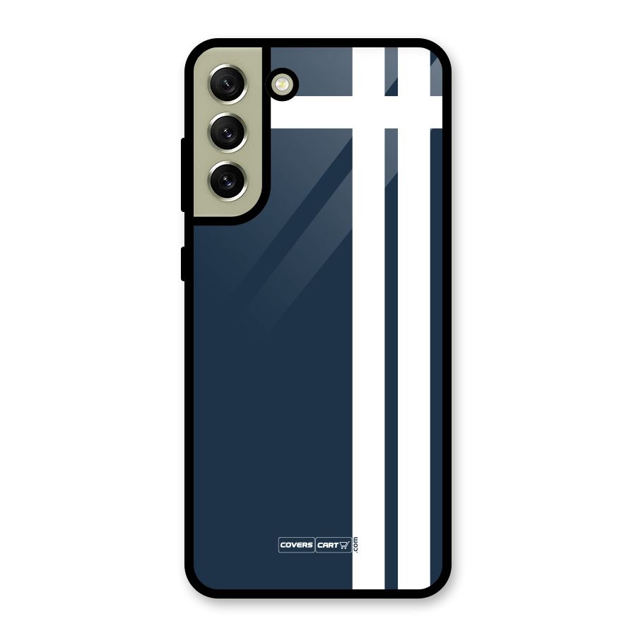 Blue and White Glass Back Case for Galaxy S21 FE 5G