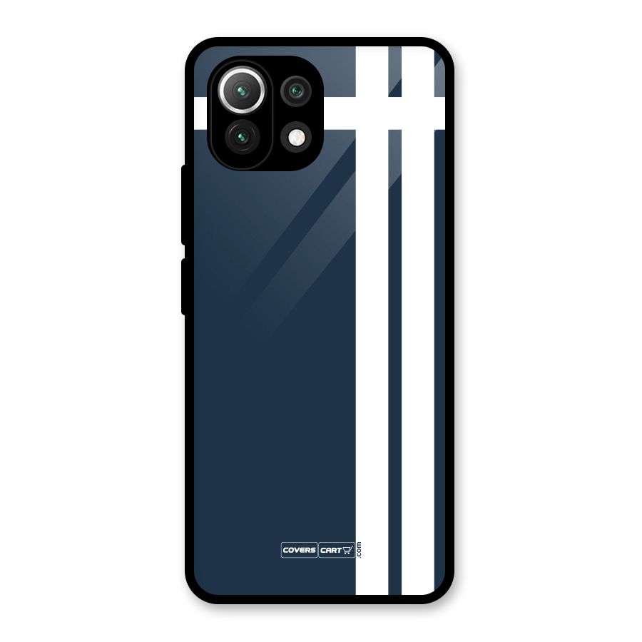 Blue and White Glass Back Case for Mi 11 Lite