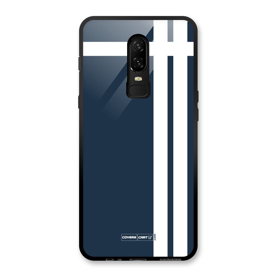 Blue and White Glass Back Case for OnePlus 6
