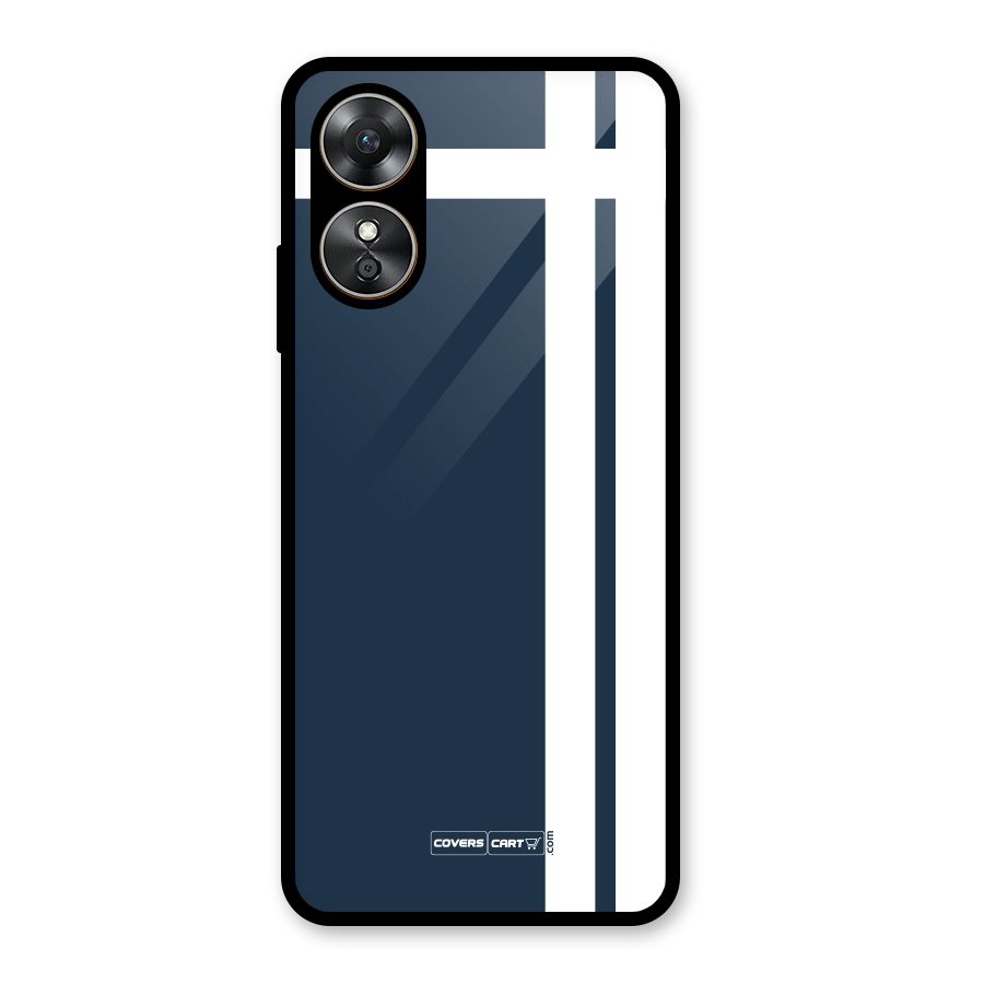 Blue and White Glass Back Case for Oppo A17