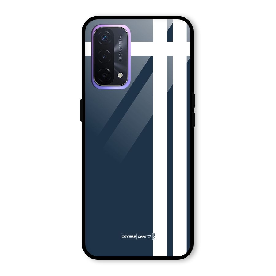 Blue and White Glass Back Case for Oppo A74 5G