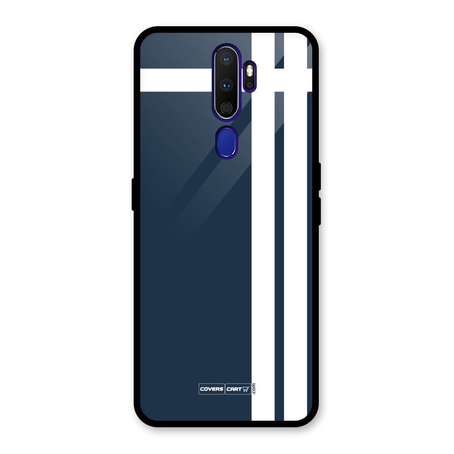 Blue and White Glass Back Case for Oppo A9 (2020)