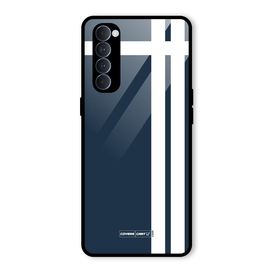 Blue and White Glass Back Case for Oppo Reno4 Pro