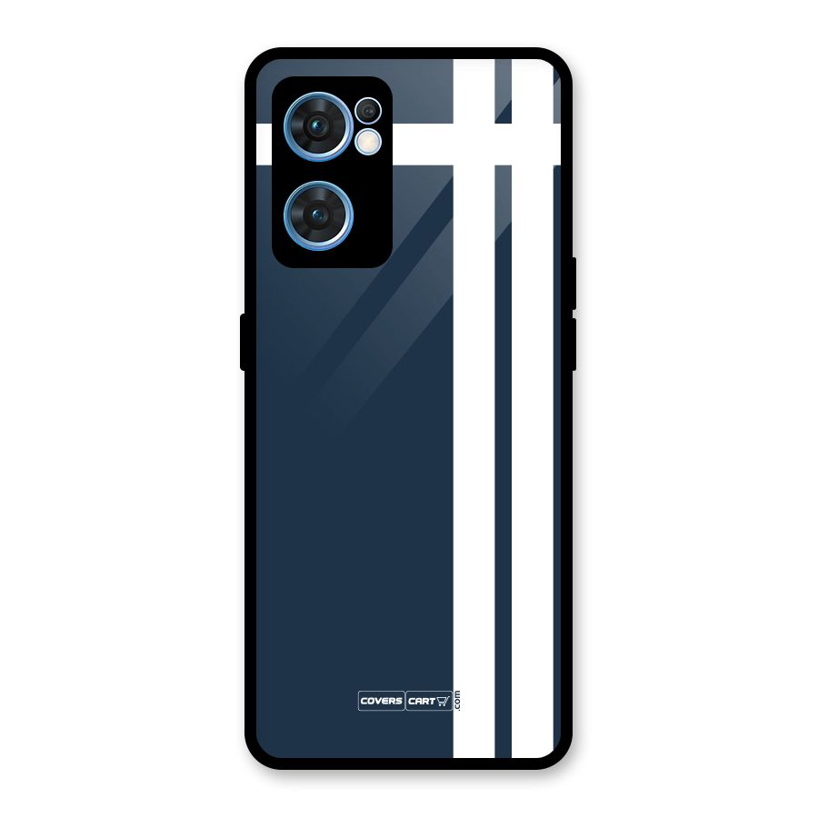 Blue and White Glass Back Case for Oppo Reno7 5G