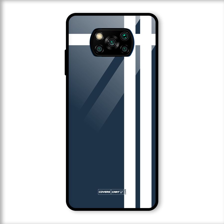 Blue and White Glass Back Case for Poco X3
