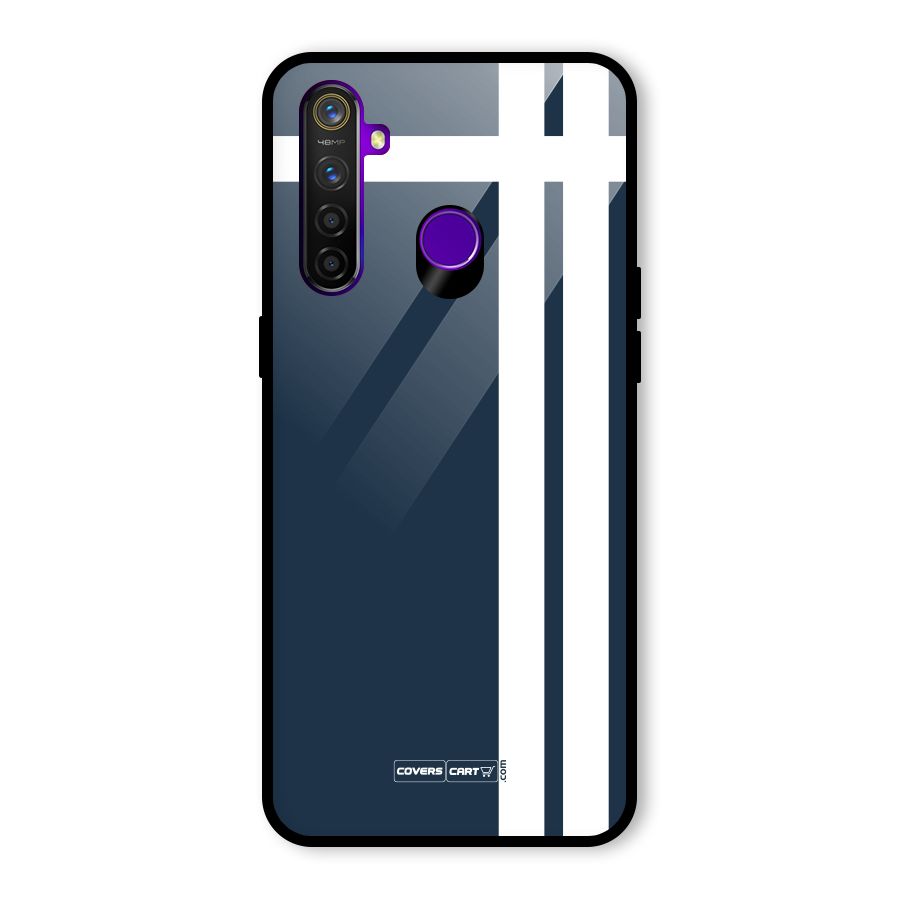 Blue and White Glass Back Case for Realme 5 Pro