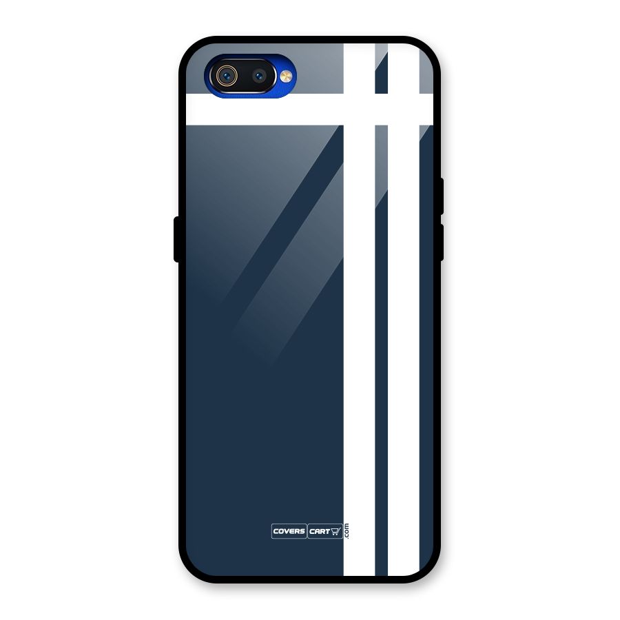 Blue and White Glass Back Case for Realme C2