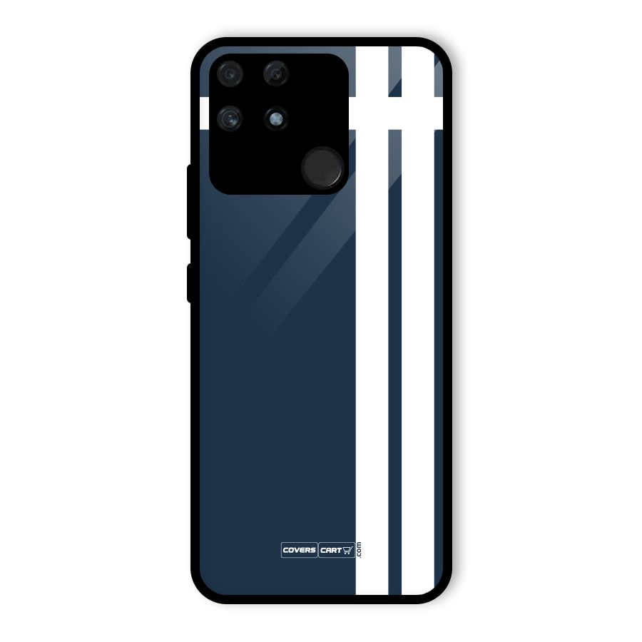 Blue and White Glass Back Case for Realme Narzo 50A