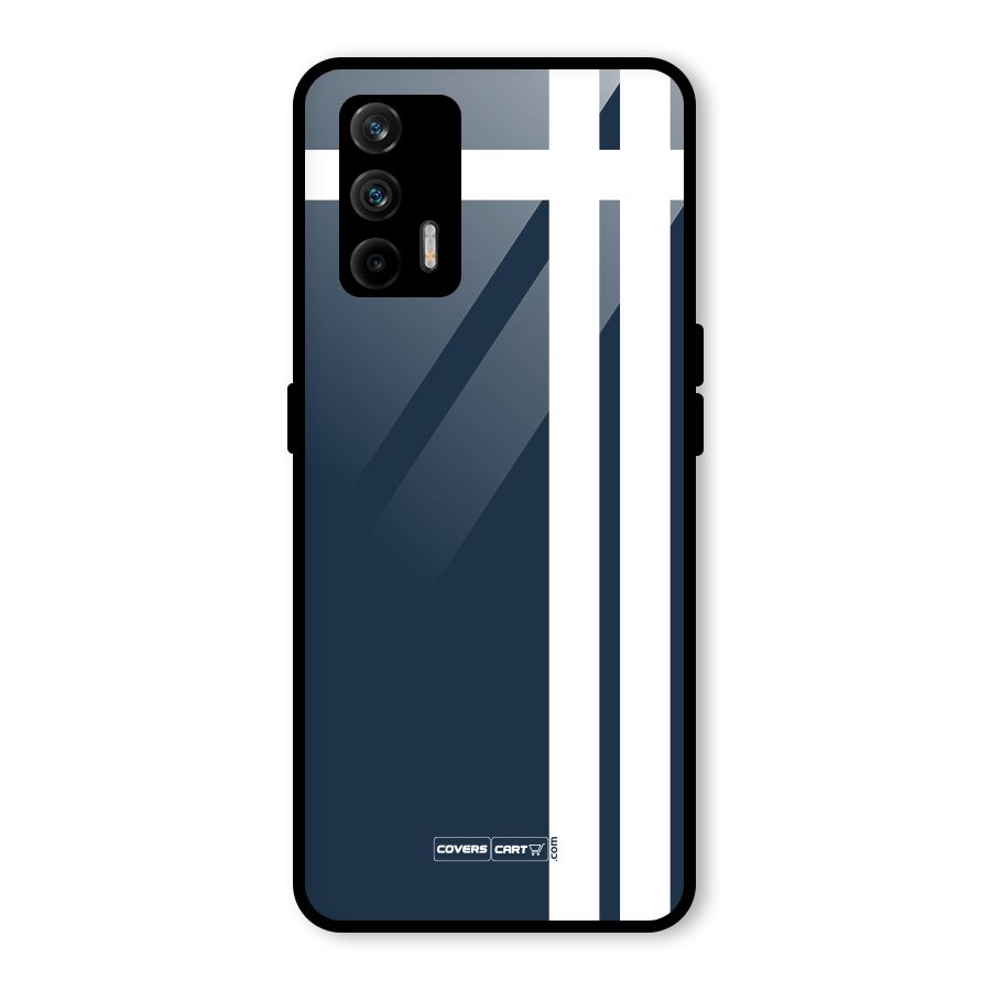 Blue and White Glass Back Case for Realme X7 Max