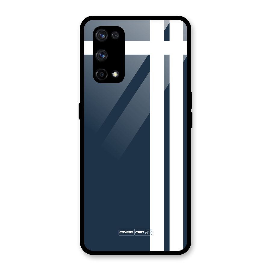 Blue and White Glass Back Case for Realme X7 Pro