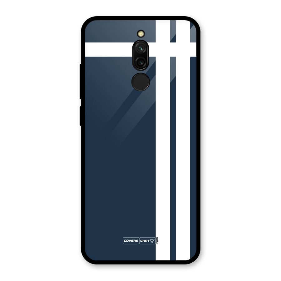 Blue and White Glass Back Case for Redmi 8