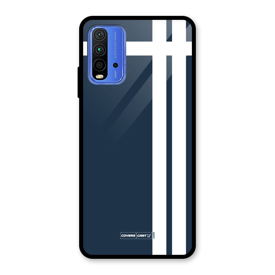 Blue and White Glass Back Case for Redmi 9 Power