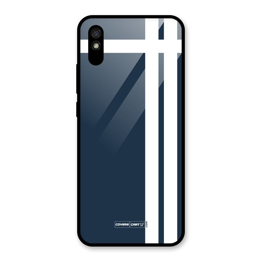 Blue and White Glass Back Case for Redmi 9i